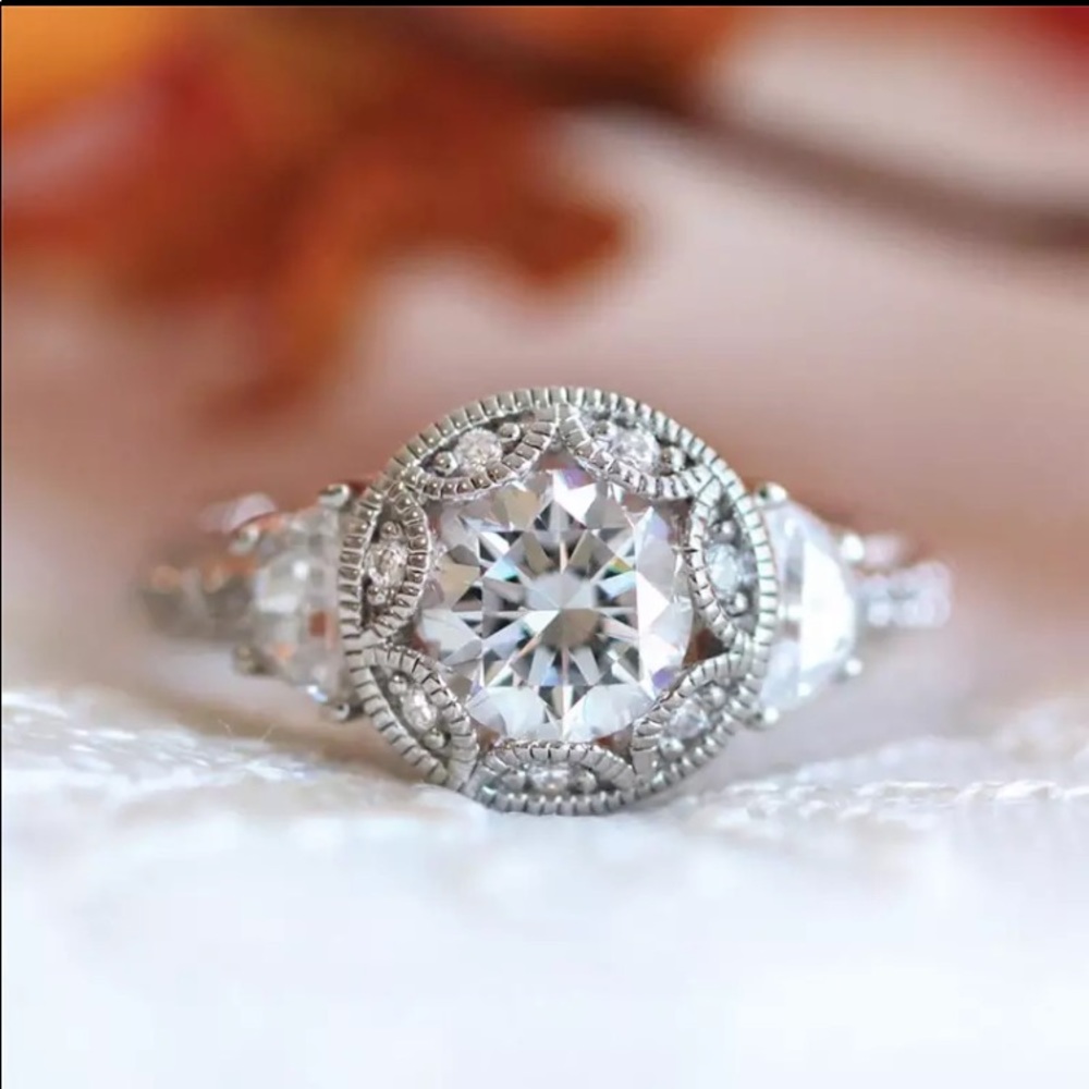 VINTAGE 925 STERLING SILVER CUBIC ZIRCON PROMISE RING SIZE 7 - Picture 1 of 4
